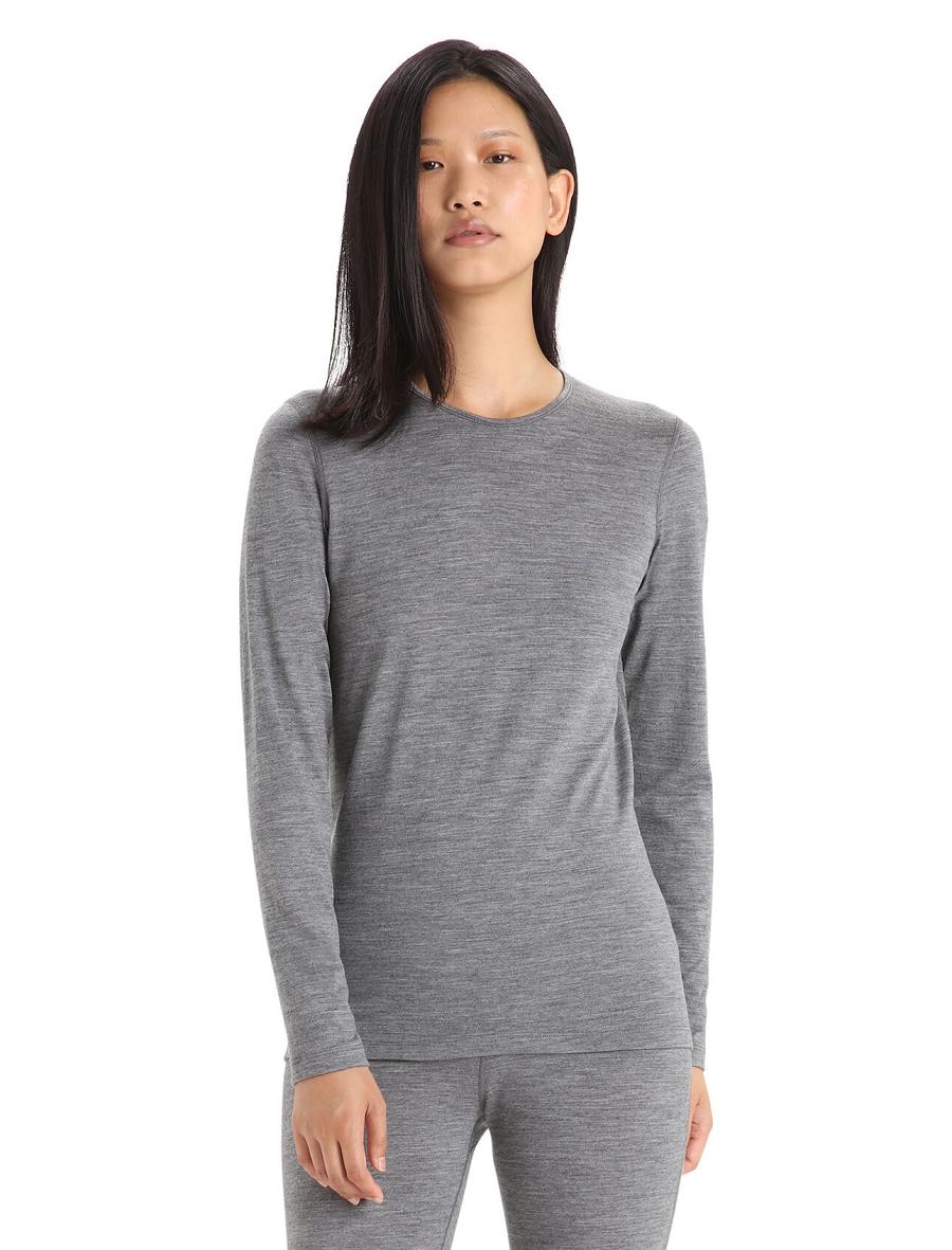 Une pièce Icebreaker Merino 200 Oasis Long Sleeve Crewe Thermal Top Femme Grise | FR 1767JPQJ